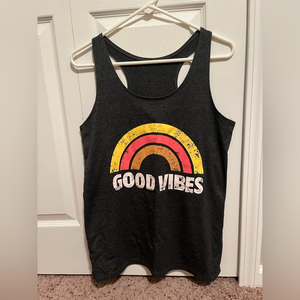 Good Vibe Rainbow Racerback Tank Top‎ Women Size M